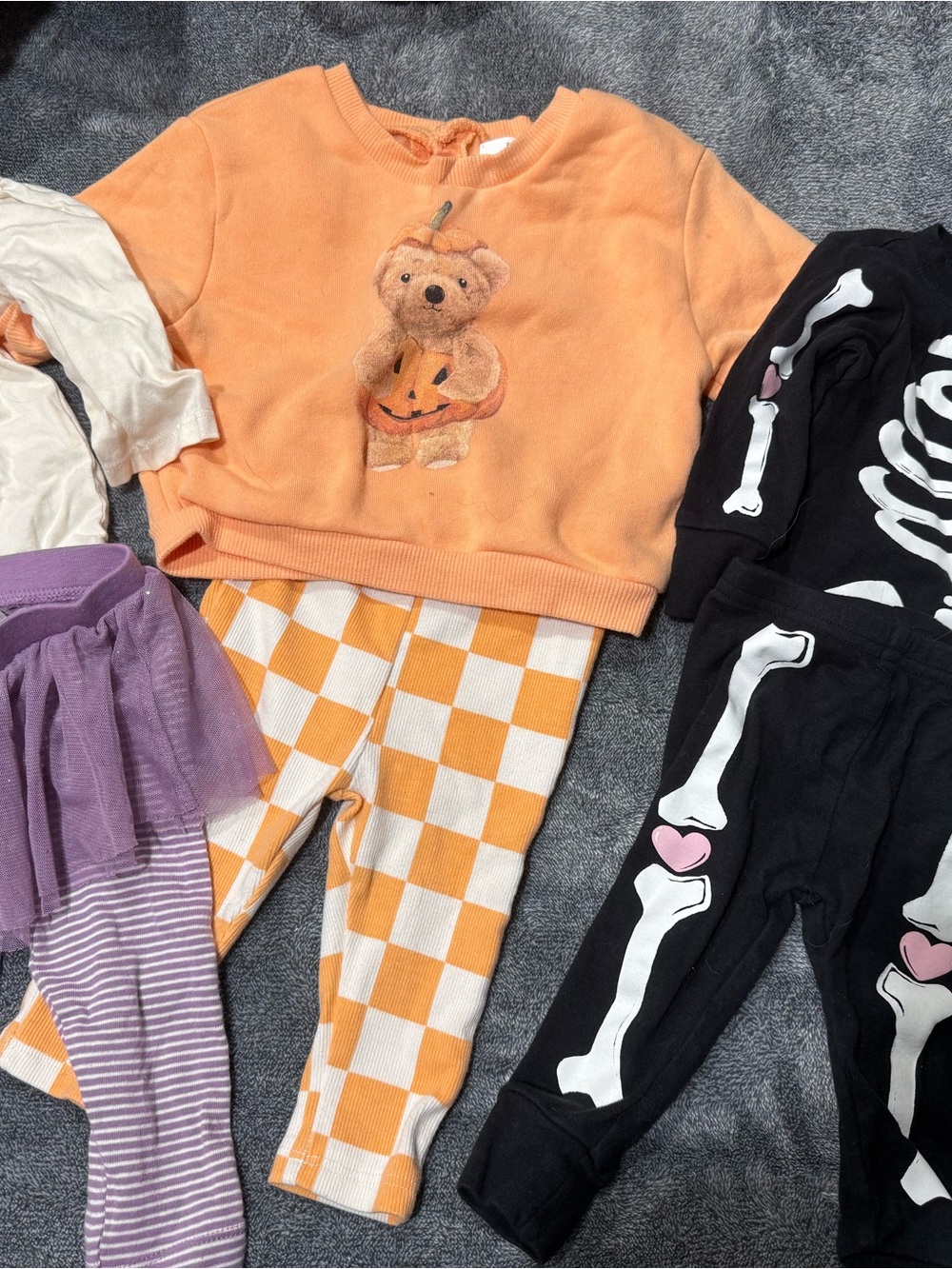 Carter's Orange Pumpkin Bear Pullover with Orange & Cream Check Leggings